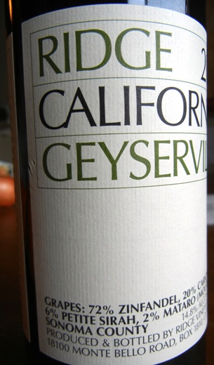 2008 Ridge Geyserville.