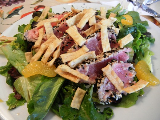 Seared ahi tuna salad.