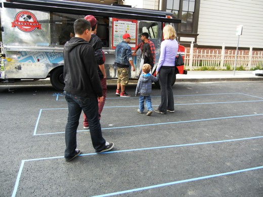 Getting in line.