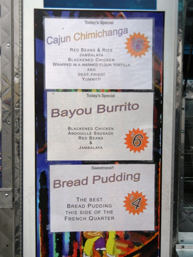 Louisiana Territory menu specials.