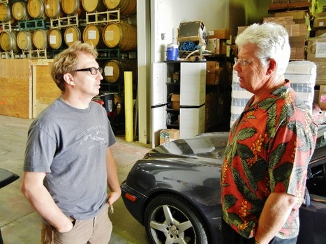 Tied House Microbrewery founder and owner Lou Jemison (r) chatting with Hermitage Brewing brewmaster Peter Licht (l), May 2012