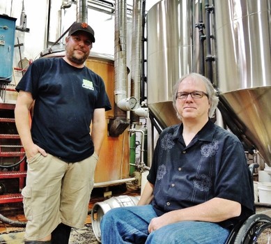 Santa Clara Valley Brewing brewmaster Steve Donohue (l) and CEO Tom Clark (r) on their inaugural brew day, April 26, 2013