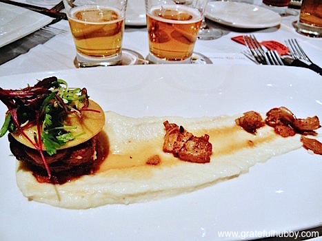 3rd course - braised veal breast, parsnip puree, roasted chanterelles with Tied House/Hermitage Brewing's Hop X and Palo Alto Brewing Atlas Double IPA