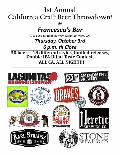 1st Annual California Craft Beer Throwdown to Take Place in Mountain View