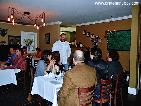 Restaurant James Randall Executive Chef Ross Hanson visiting with guests during the Stone Brewing Co. beer pairing dinner this past June
