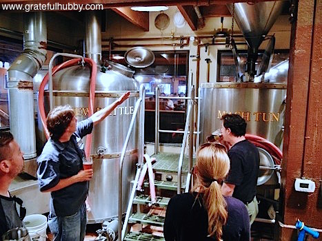 Rock Bottom Campbell brewmaster Russell Clements providing a brewery tour during American Craft Beer Week 2012