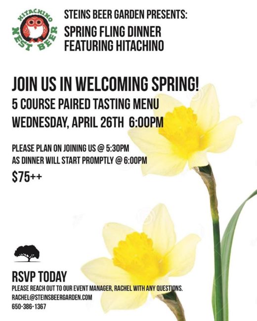 Steins Beer Garden & Restaurant Presents Spring Fling Pairing Dinner Featuring Hitachino