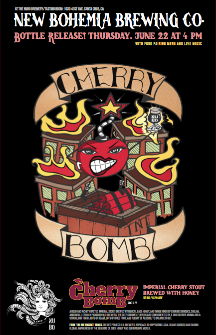 New Bohemia Brewing Company Bottle Release – Cherry Bomb Imperial Cherry Stout Brewed with Honey