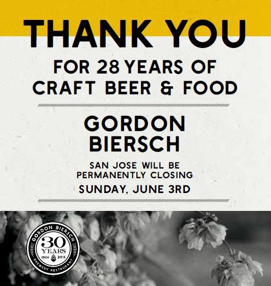 Gordon Biersch Brewery Restaurant in Downtown San Jose Announces Closure
