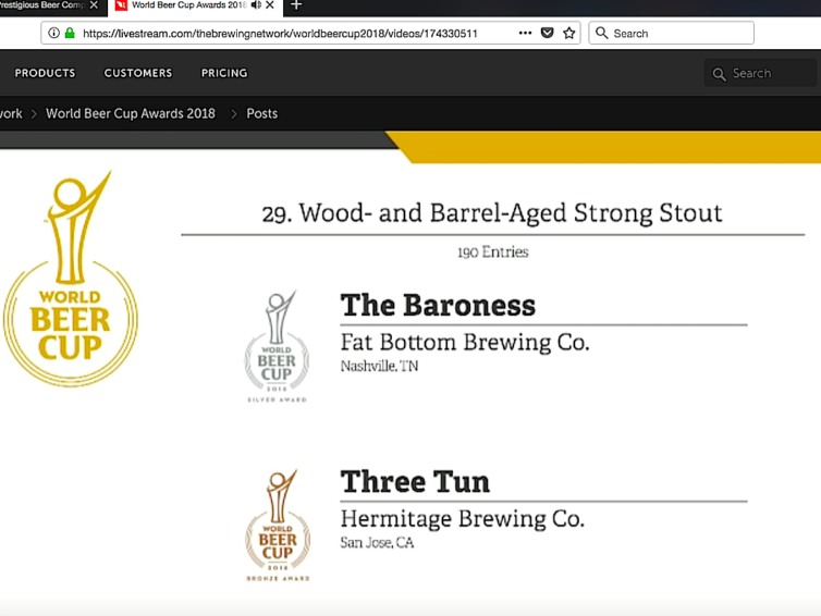 Hermitage Brewing Company Wins Bronze at 2018 World Beer Cup for Three Tun Barrel Aged Imperial Stout